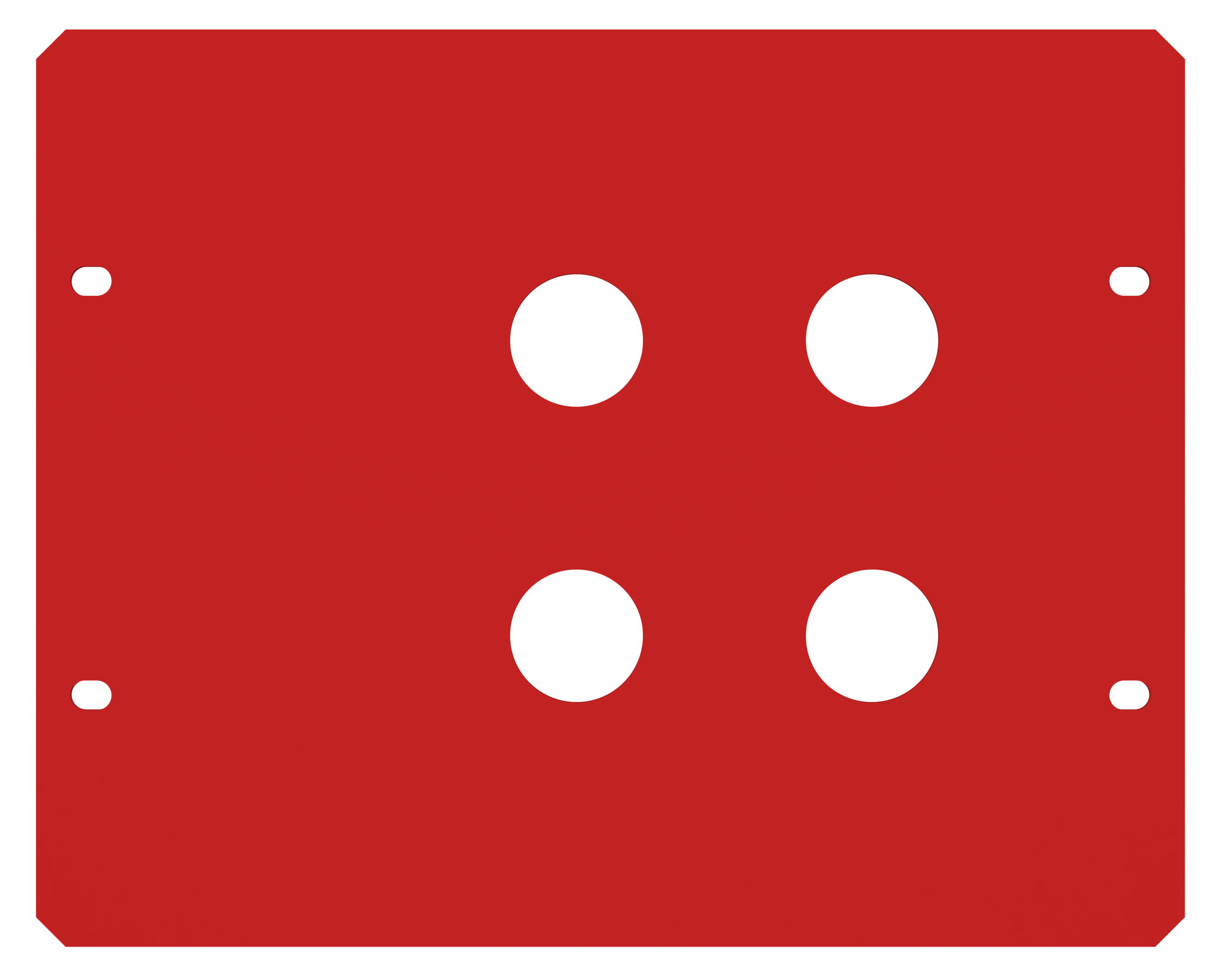 Frontplåt 4 hål röd
