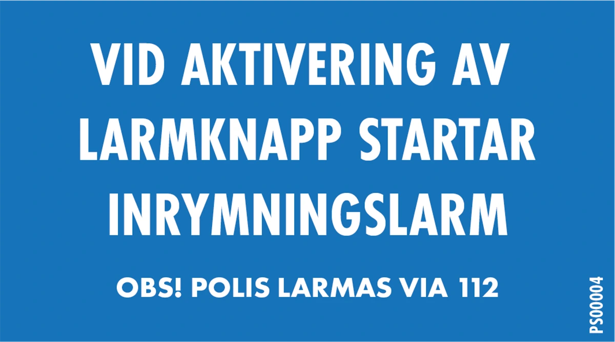 Skylt 90x50 Inrymningslarm